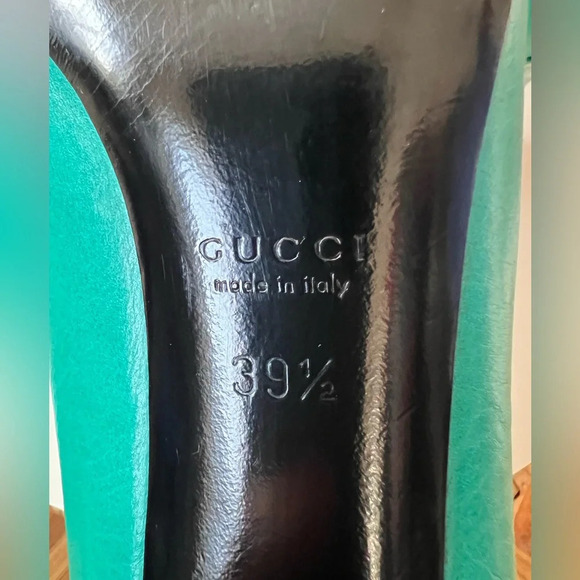 Gucci Tom Ford Hysteria Kitten Heel Pumps Turquoise Green Crest Aqua - Picture 11 of 15